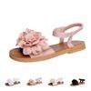 Damen Sandalen mit Blumendekor, Elastischem Riemen, Flach, Offene Zehenpartie, Verstellbarem Fersenriemen, Lässige Strand-Schuhe für den Sommer, Outdoor