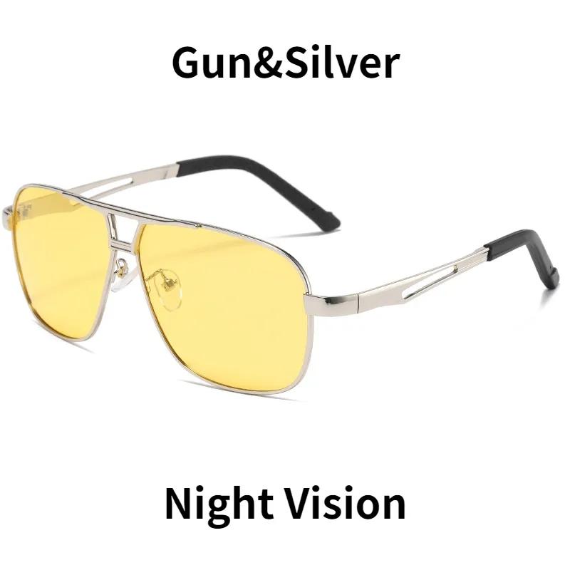 Night Vision Glasses Men Women Vintage Square Sunglasses Yellow Lens Anti-Glare Goggle Night Driving Sun Glasses UV400 Eyewear