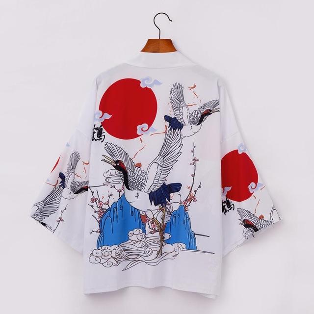 Harajuku Kimono Streetwear moda samuraj Cosplay japońska męska męska kimono Yukata tradycyjna szata