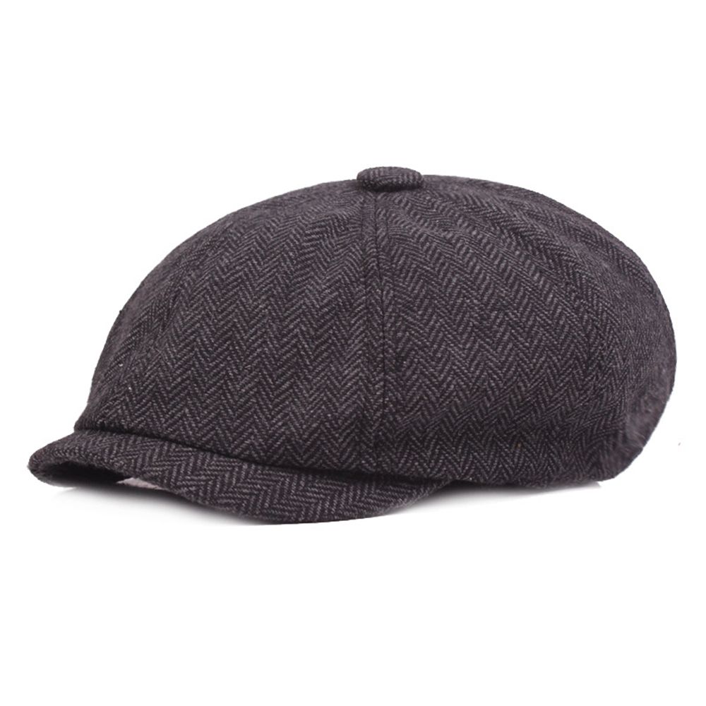 Hip Pop Painter Hat Herringbone Wool Blend Flat Cap Newsboy Hat Male Visors Bakerboy Hat чёрный