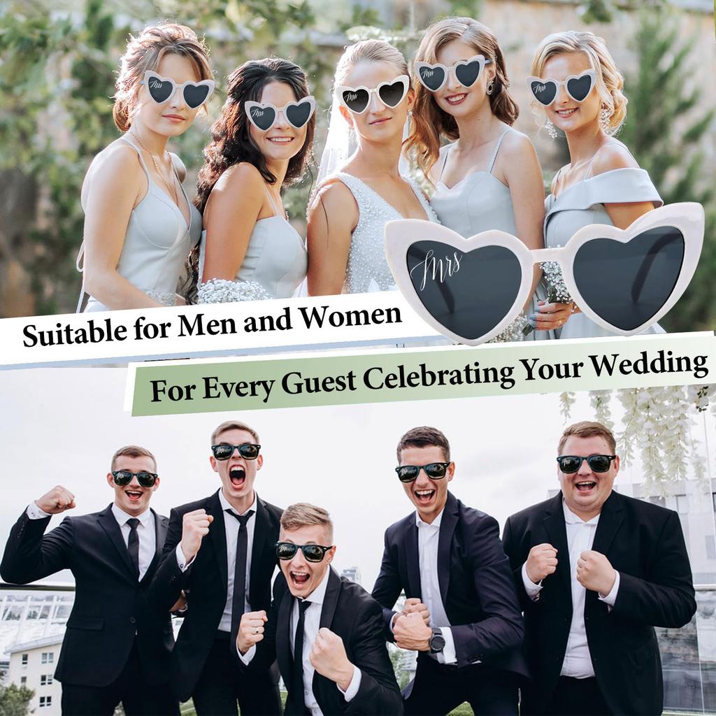 12-120 Pezzi Occhiali da Sole a Forma di Cuore per Matrimonio Occhiali Mr/Ms Sposa Regalo di Matrimonio per Ospite Occhiali a Cuore per Damigella d'Onore Bomboniera Just Married