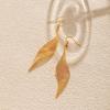Gold Plated Long Leaf Dangle Earrings Elegant Women Fashion Jewelry