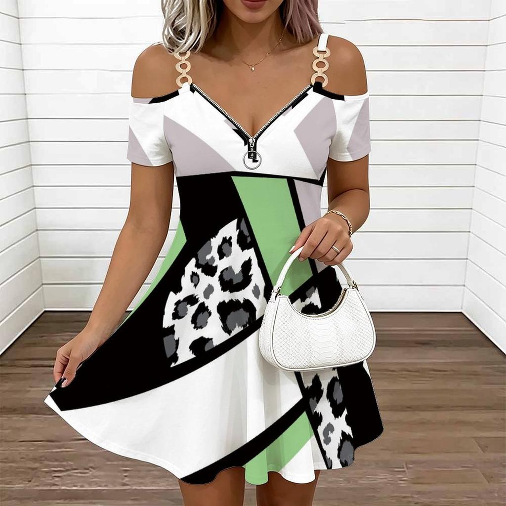 Women Spaghetti Strap Plus Size Dress Exotic Tropical Leaf Printed Loose Vacation Gown