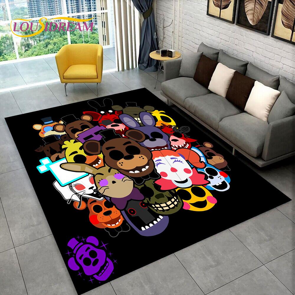 Horror Game FNAF Movie Freddy Bonnie Carpet Rug for Home Living Room Bedroom Sofa Doormat Decor,kids Play Area Rug Non-slip Mat