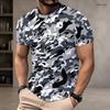 Men Plus Size Round Neck Short Sleeve T Shirt Grey Black Camo Print Summer Daily Casual Street Tops
