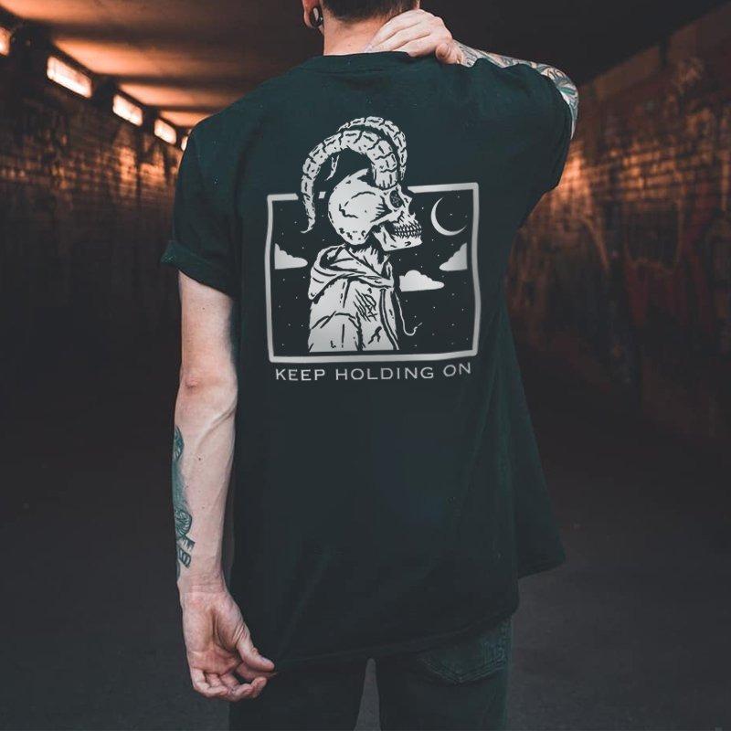 Cool Biker Drinking Beer Skull Graphic Men Cotton Tshirts Summer Punk Rock Clothes Halloween Party Tops Ropa Hombre Camisetas