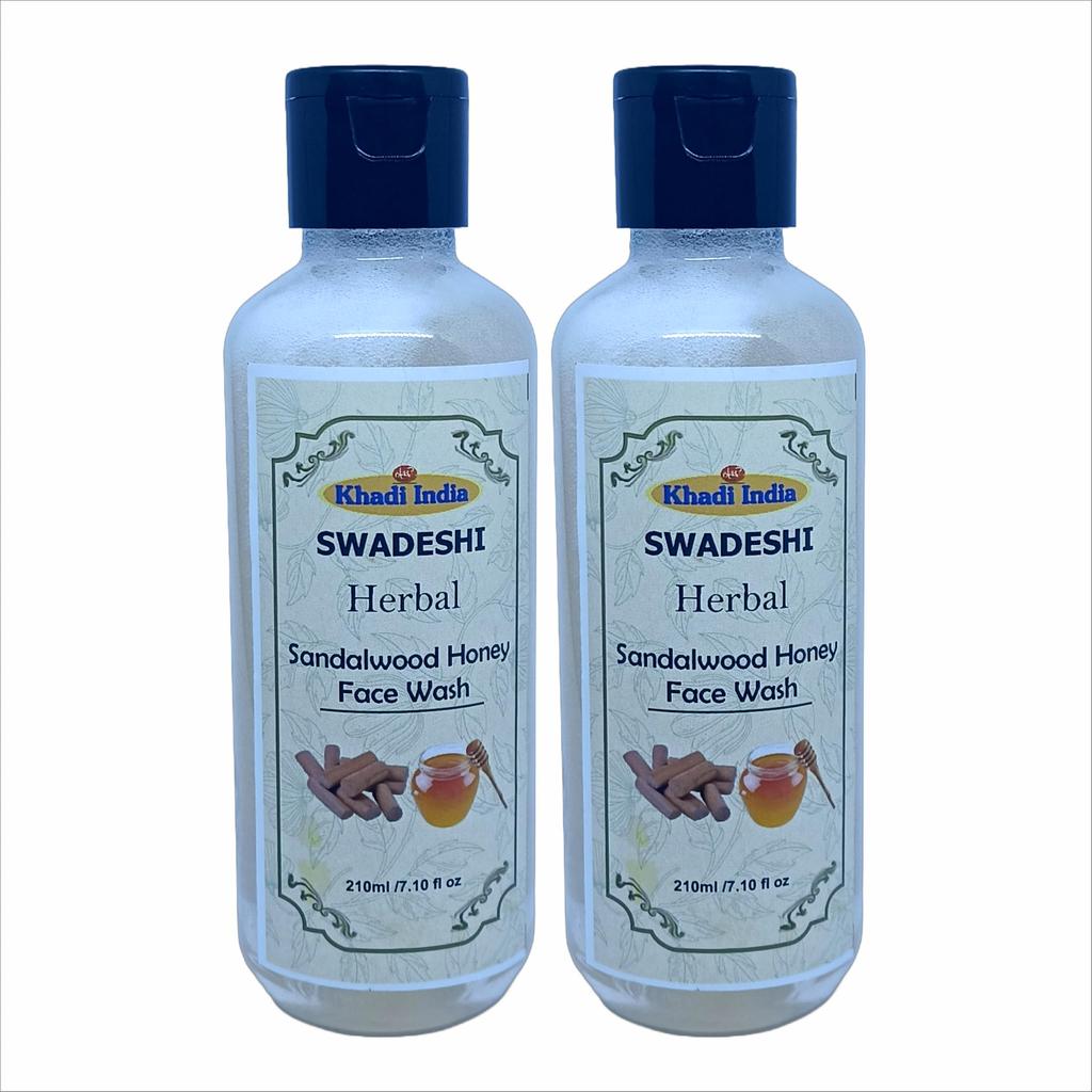 Khadi Natural 100% Herbal Sandalwood & Honey Face Wash - Nourishing & Calming Cleanser for Radiant Skin, Enriched with Ayurvedic Ingredients, Sulfa