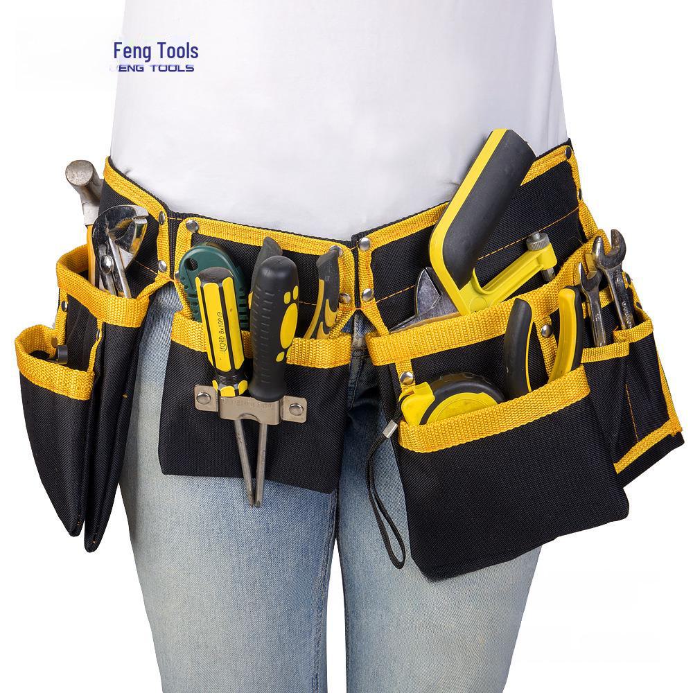 Yellow & Black Wear-Resistant Oxford Cloth Double Waist Tool Bag for Electricians
