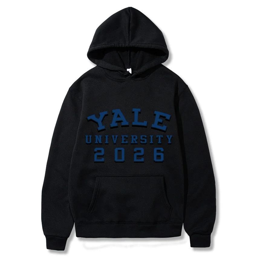 Yale University School Uniform for Autumn and Winter  Classic Solid Color Hoodie Daily Casual Fashion Long Sleeve Warm Hoodie
