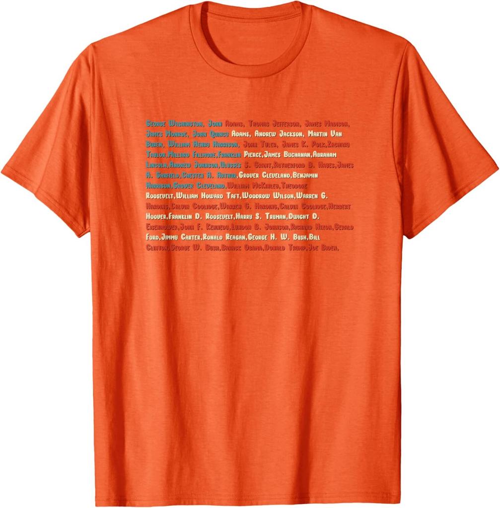 List of US Presidents American Flag Design Unisex T-Shirt