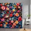 Outdoor Garden Poster Shower Curtain Vintage Window Wall Growing Floral Plants Polyester Fabric Shower Curtains Bathroom Decor