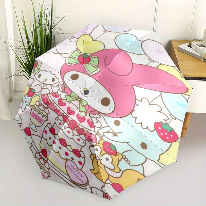 

Happy Birthday My Melody Automatic Open/CloseUmbrella-CuteUmbrella with Cute Design, Portable 3-Fold Compact Umbrella for Men & Women, Valentine s Day
