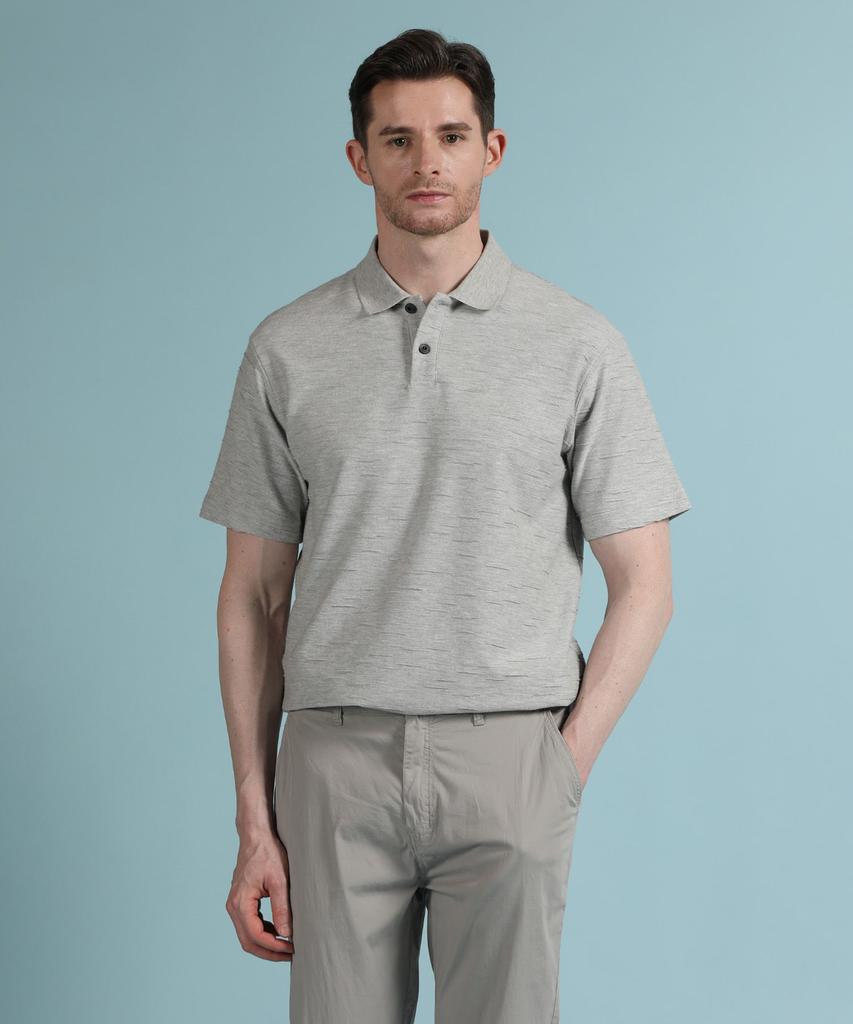 PANICALE Gray Textured Polo Shirt