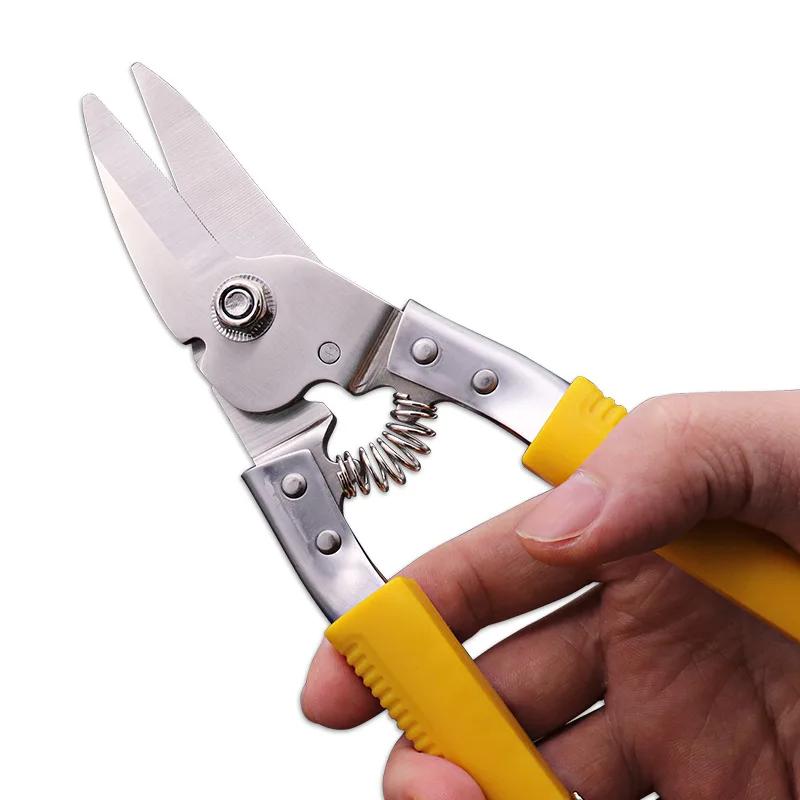 Sainless Steel Sawtooth Type Straight Head Blade Pruner Anti-Slip Grip Household Universal Cutters Strong Iron Garden Scissors