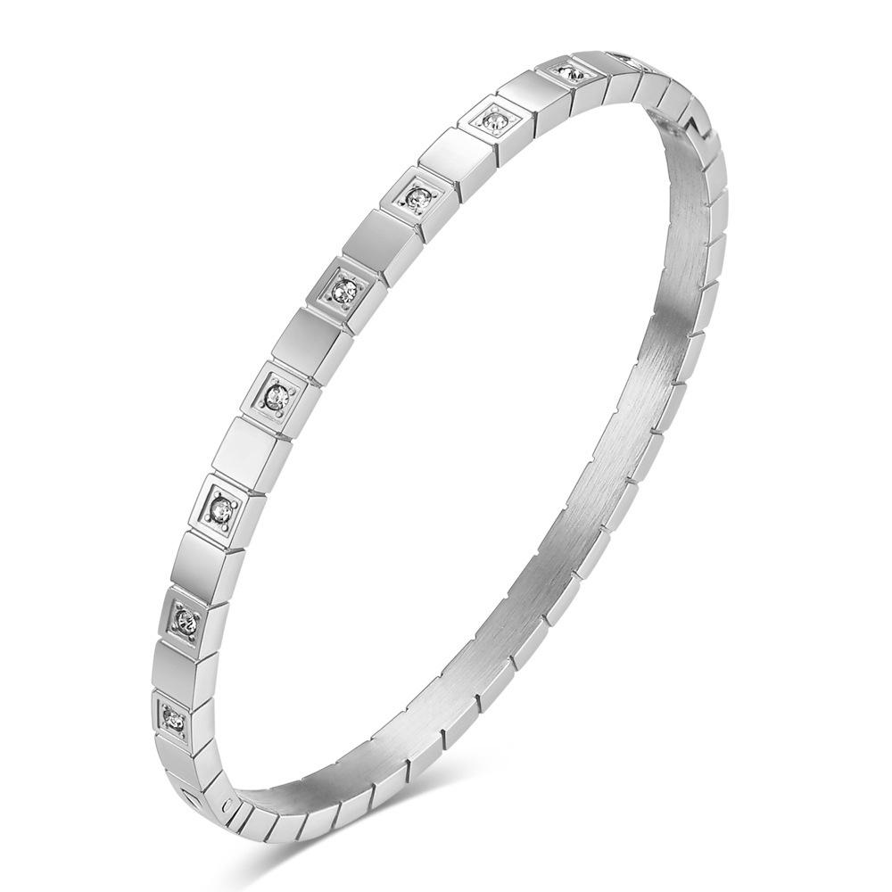 

Новый симметричный квадратный браслет из титановой стали Ins 6 мм, простой модный браслет серебряный