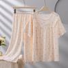 2026 Women's Plus Size Short-Sleeve Cloud Cotton Pajama Set: High-End Printed Homewear for Spring, Summer, Autumn
