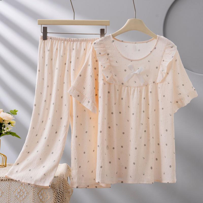 2026 Women's Plus Size Short-Sleeve Cloud Cotton Pajama Set: High-End Printed Homewear for Spring, Summer, Autumn