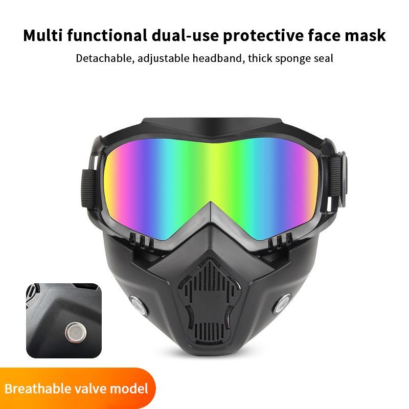 1 Piece Adjustable Motorcycle Goggles Dustproof Moto Glasses Breathable Full Face Protective Motorbike Dirt Bike Off-Road Mask