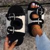 Thick-soled Fluffy Slippers for Women Outside, Autumn New One-word with Velvet Cotton Slippers, Home Wear Cotton Shoes for Women Outside