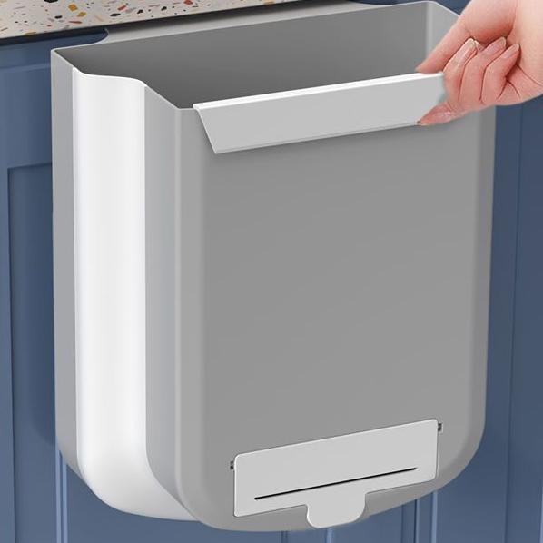 

WTEMPO однотонный подвесной многофункциональный кухонный мусорный бак, бытовой складной мусорный бак большой емкости для спальни 27.2*23.2cm серый