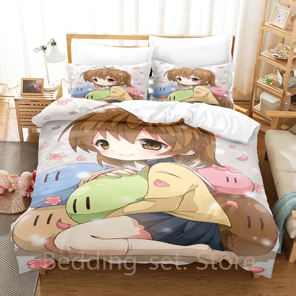 Neues Dango Clannad Bettwäsche-Set Einzelbett Twin Full Queen King Size Bettset Erwachsener Kind Schlafzimmer Bettbezug-Sets Anime Bettlaken-Set