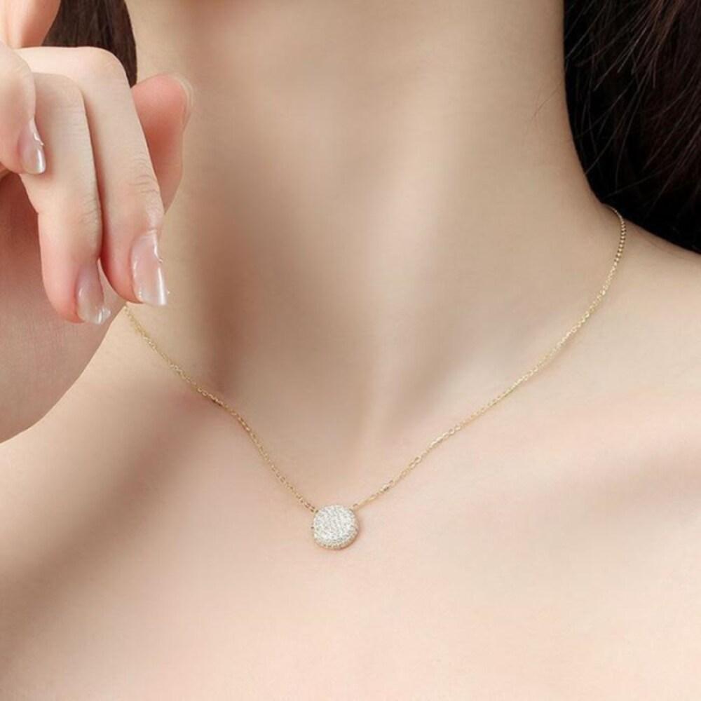 [Onoma] Onm Bijou Holic 92.5 Silver Gold-Plated Circle Cubic Women's Necklace (16462798)