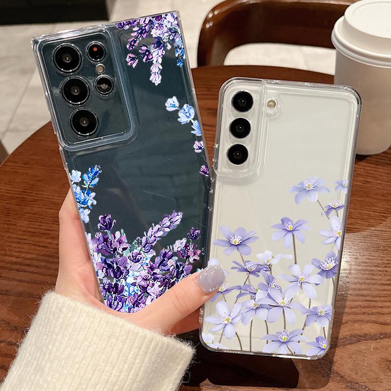 Small Flower Pattern Phone Case For Samsung Galaxy S26 S25 S24 S23 Ultra S22 Plus S24 S21 FE S25 Edge Shockproof Clear TPU Cover