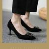 New Small Size 34 Large Size 40 Single Shoes 2025 Soft Sole Pointed Professional Stiletto Black High Heels Women's Work Shoes