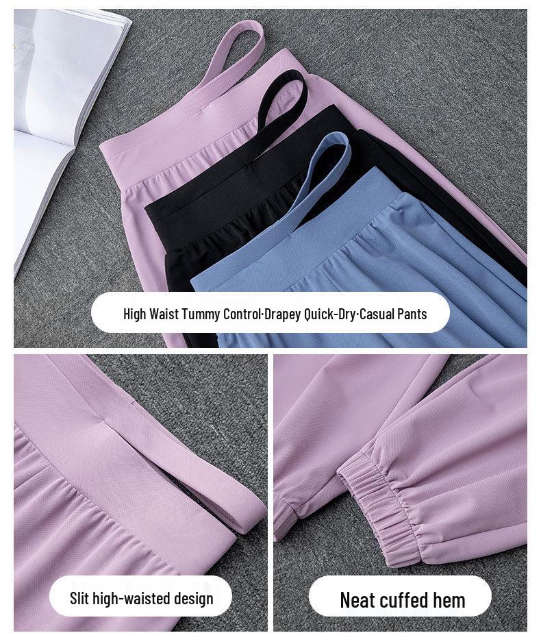 Dámská rychleschnoucí sada na jógu z ledového hedvábí pro venkovní sporty - bunda a kalhoty