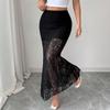 Damen High Waist Spitze Schlank Bodycon Uni Elegant Lang Meerjungfrau Rock