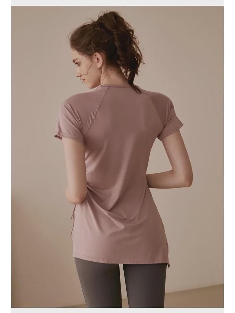 Women's Summer Breathable Yoga Set: Drawstring Pants & Short-Sleeve Top for Pilates & Fitness