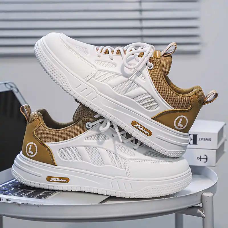 40 Hight Top Men's Breathable Sneakers Vulcanize Couple Beige Sports Shoes Joggings Overseas Daily Top Comfort Top Luxury