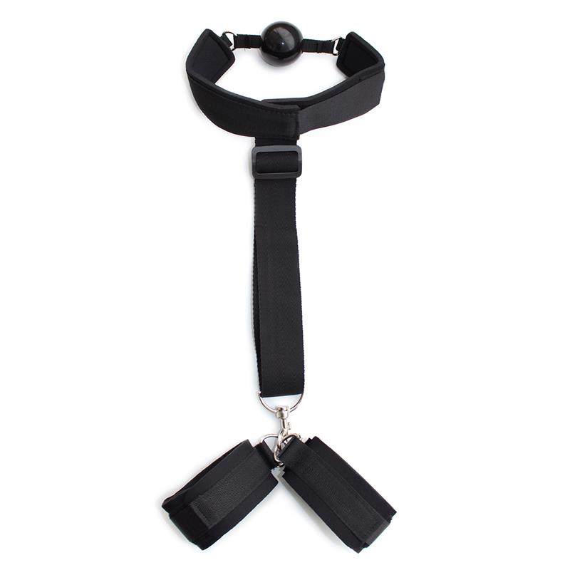 Gag and Handcuffs In Black Restraints