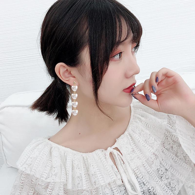 Love Earrings, High-End Pearl Earrings, Temperament Long Fringed Pearl Stud Earrings For Women