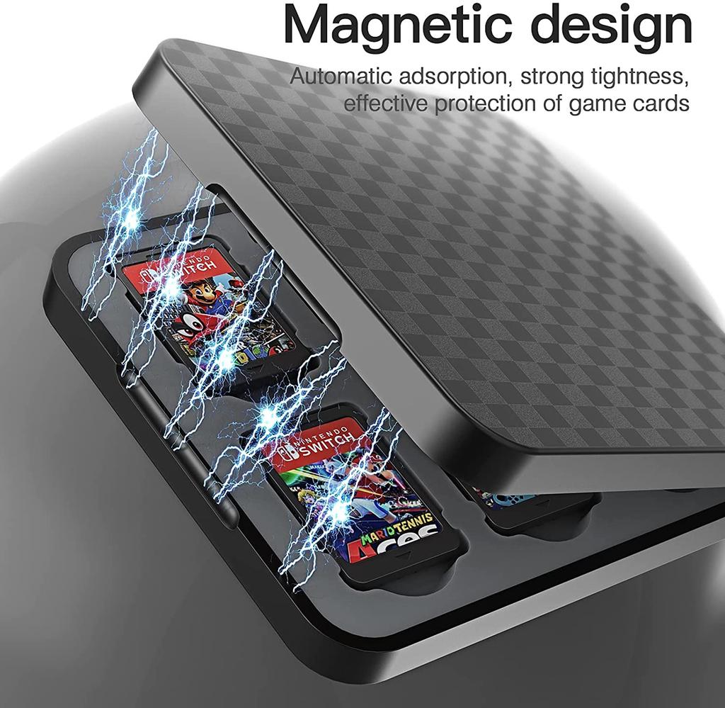 Spielkartenhülle für Nintendo Switch Spiele, Schutzhülle Switch Aufbewahrungstasche mit 4 Joy-Con Daumenvertiefungen