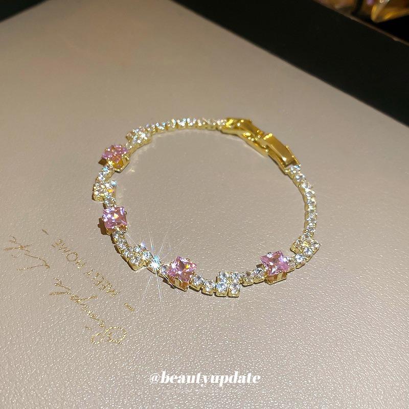 Zircon Square Claw Diamond Bracelet Light Luxury Niche Temperament Sweet Bracelet Korean Fashion High-end Sense Versatile Jewelry