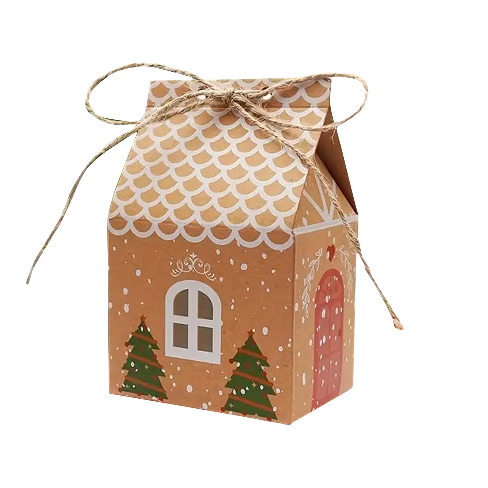 10pcs Christmas Candy Box Kraft Paper Gift Bag Party Decoration Christmas Tree Decoration Candy Gift Box One Size