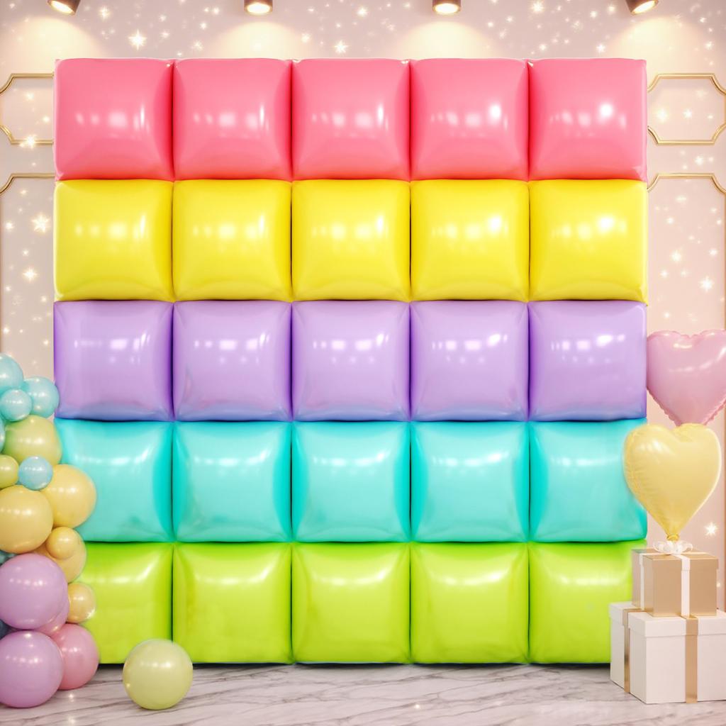Pink Rainbow Square Aluminum Foil Balloon Wall Double Sided Square Balloon Birthday Party Shower Wedding Anniversary Decoration