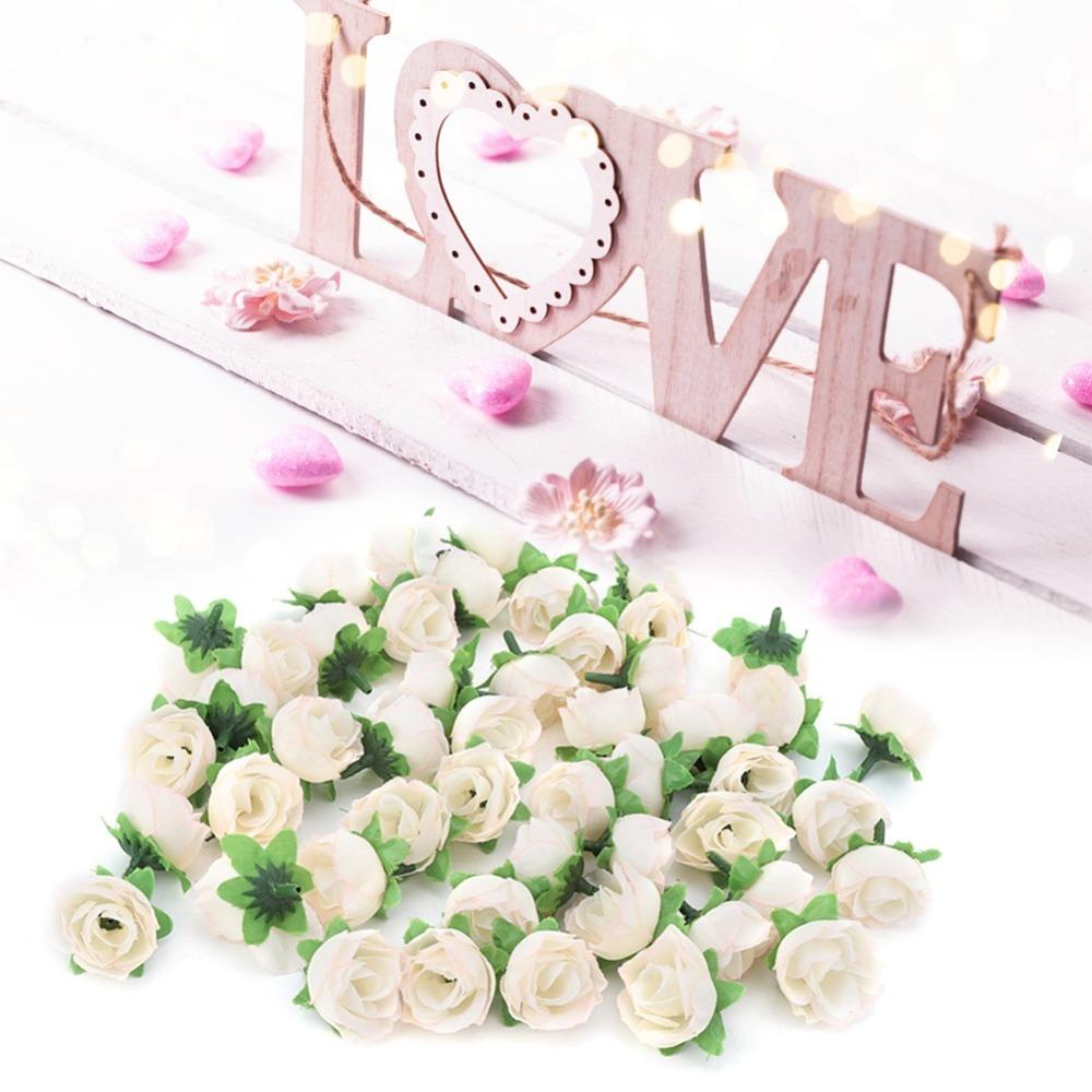 50pcs 1.2 Inch Diameter Fake Flower Heads Rayon Material Artificial Rose Heads  Party Background