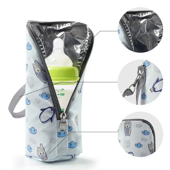 Torba Izolacyjna na Butelkę dla Niemowląt Przenośny Podgrzewacz do Butelek Termiczny Pouch do Przenoszenia Butelek dla Niemowląt ze Paskiem