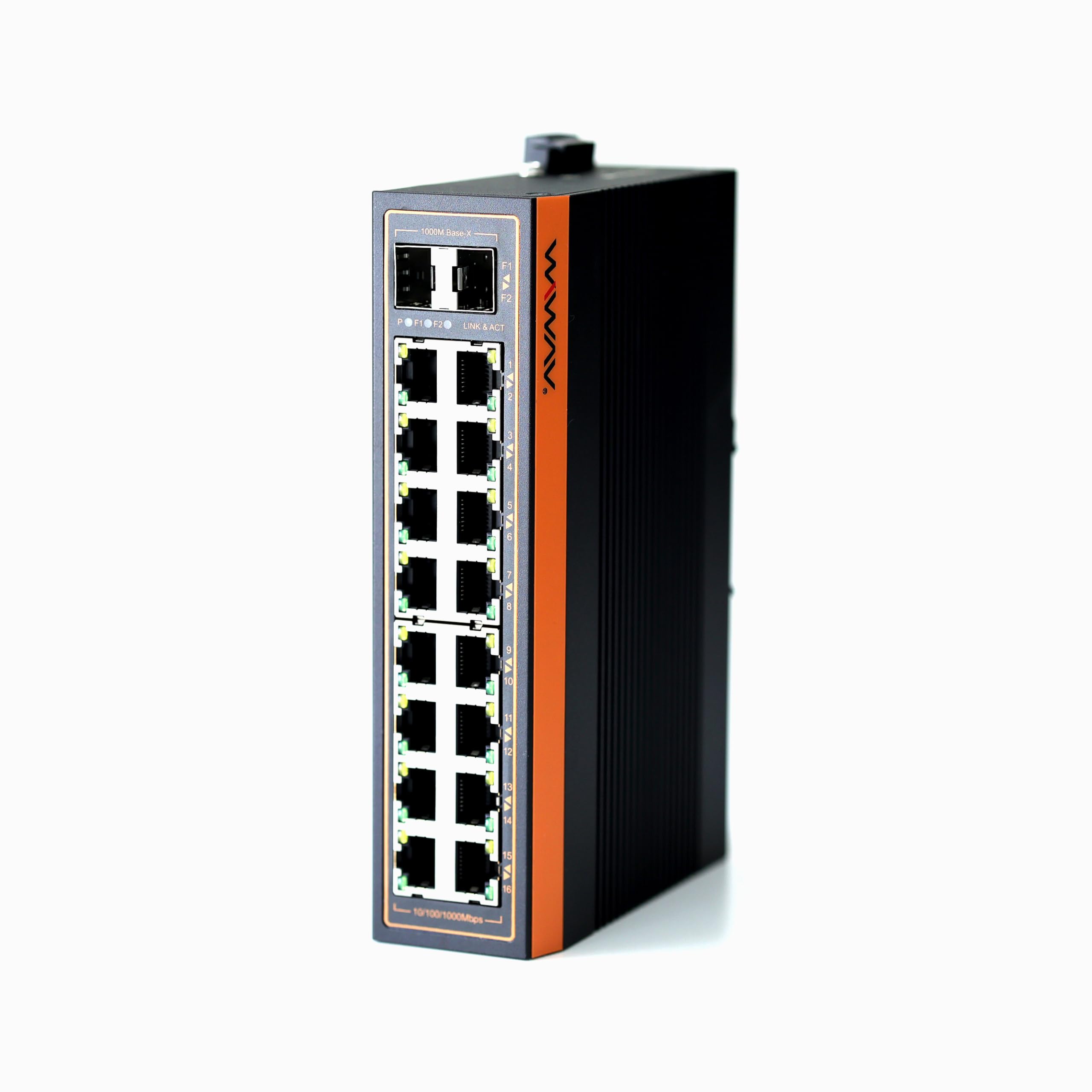 

WIWAV Gigabit Industrial Ethernet settings silent research W1118-16GE2GF-I 10/100/1000Mbps 18-port Switch/No required/Energy saving/Fanless чорний
