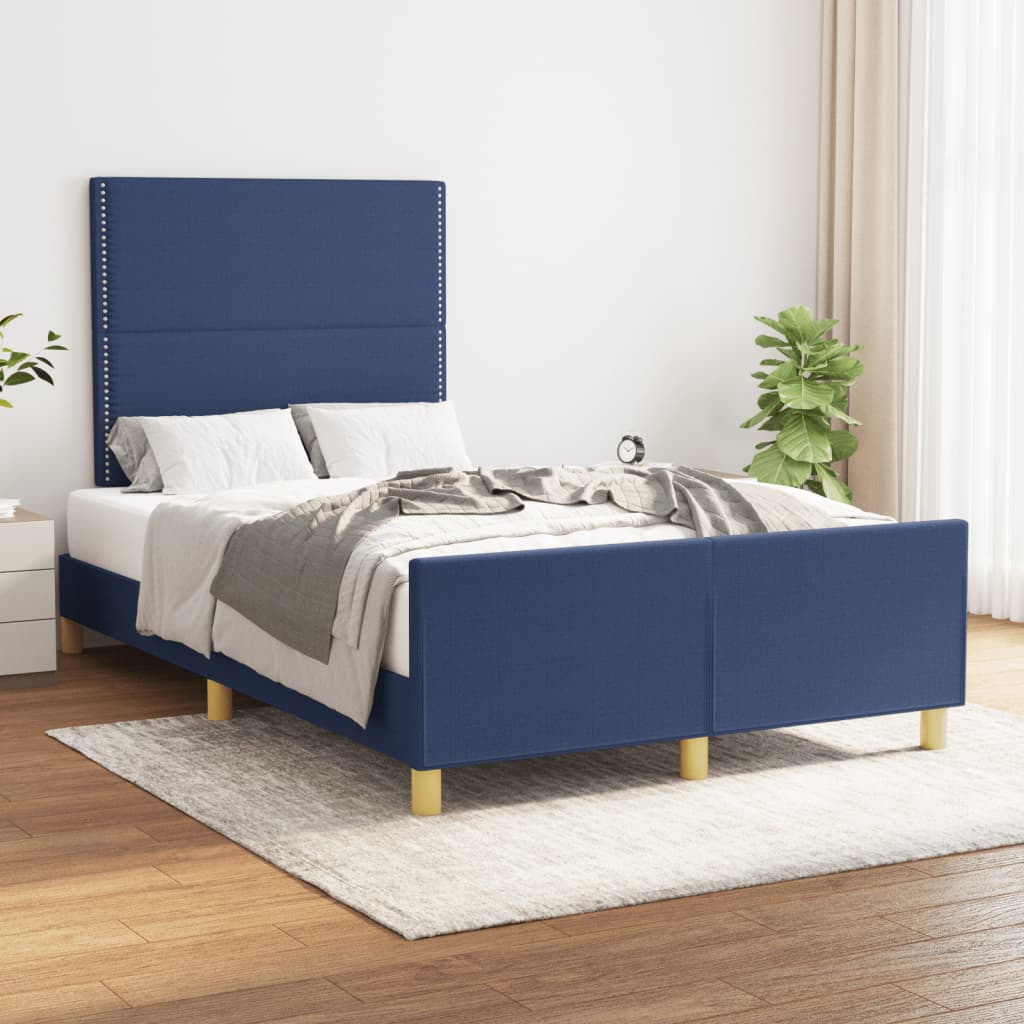 Bed Frame without Mattress Blue 120 x 190 cm Fabric