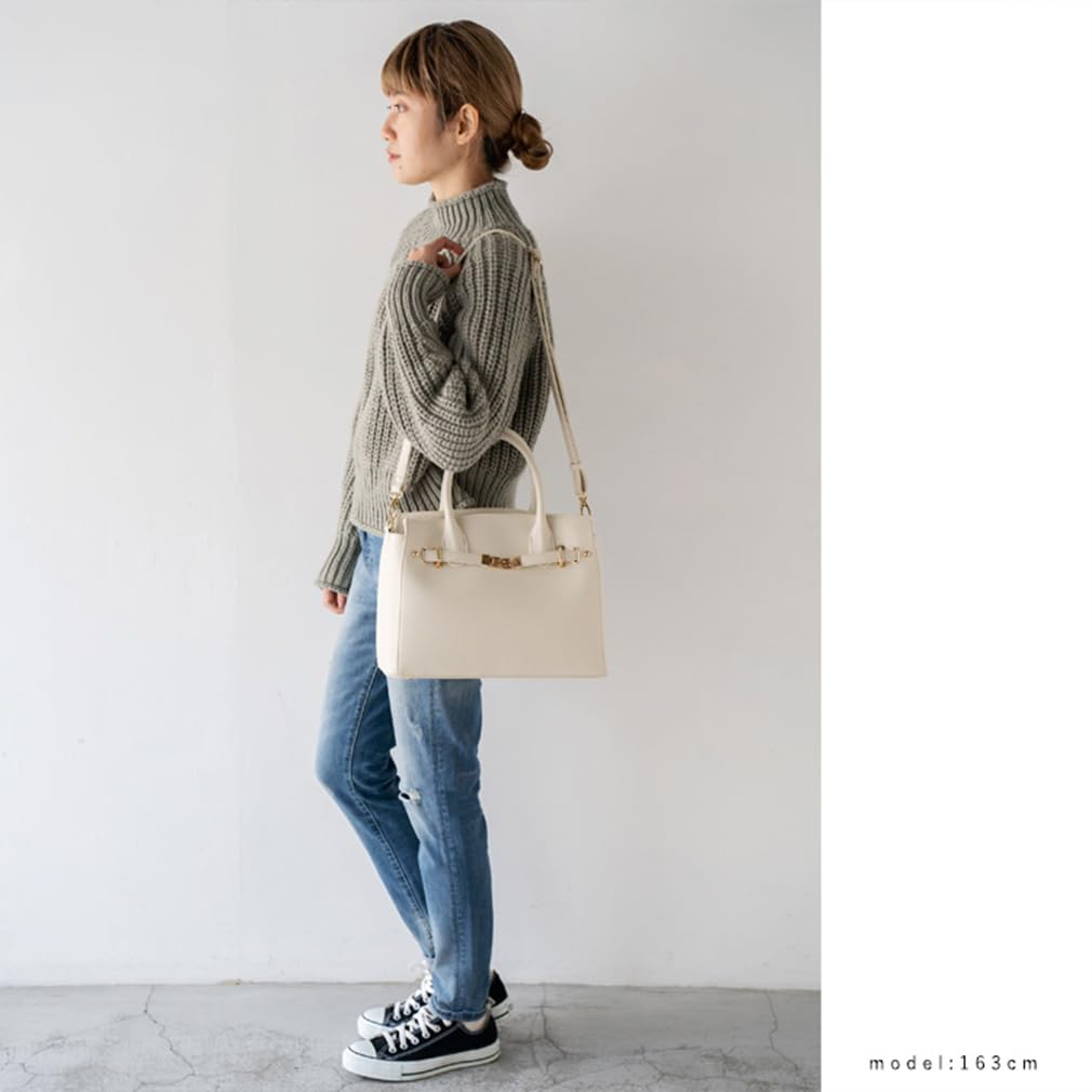 VITAFELICE Square 2-Way Tote Bag for Women, binb-p2412y (Ivory)