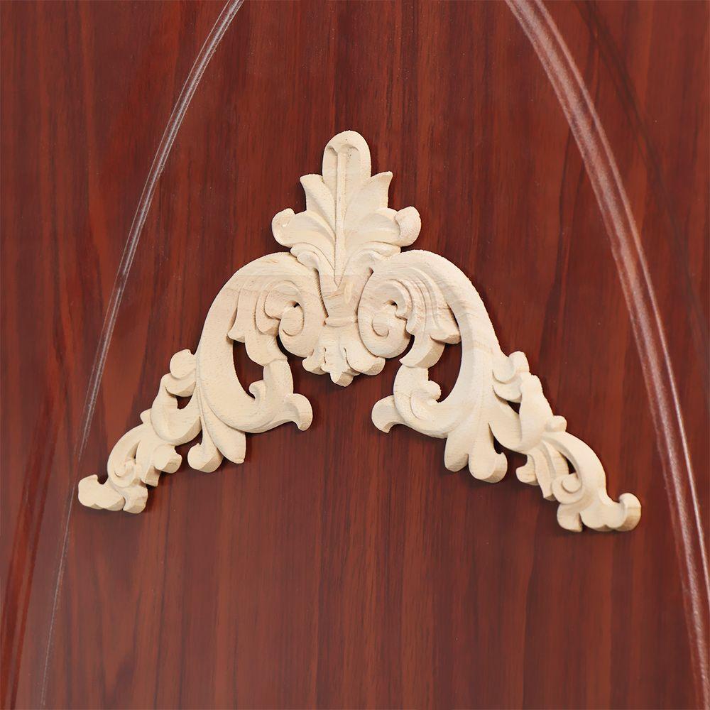 Floral Wall Door Decoration Furniture Parts Woodcarving Decorative wooden Figurines Crafts Corner Appliques Frame Wood Carved