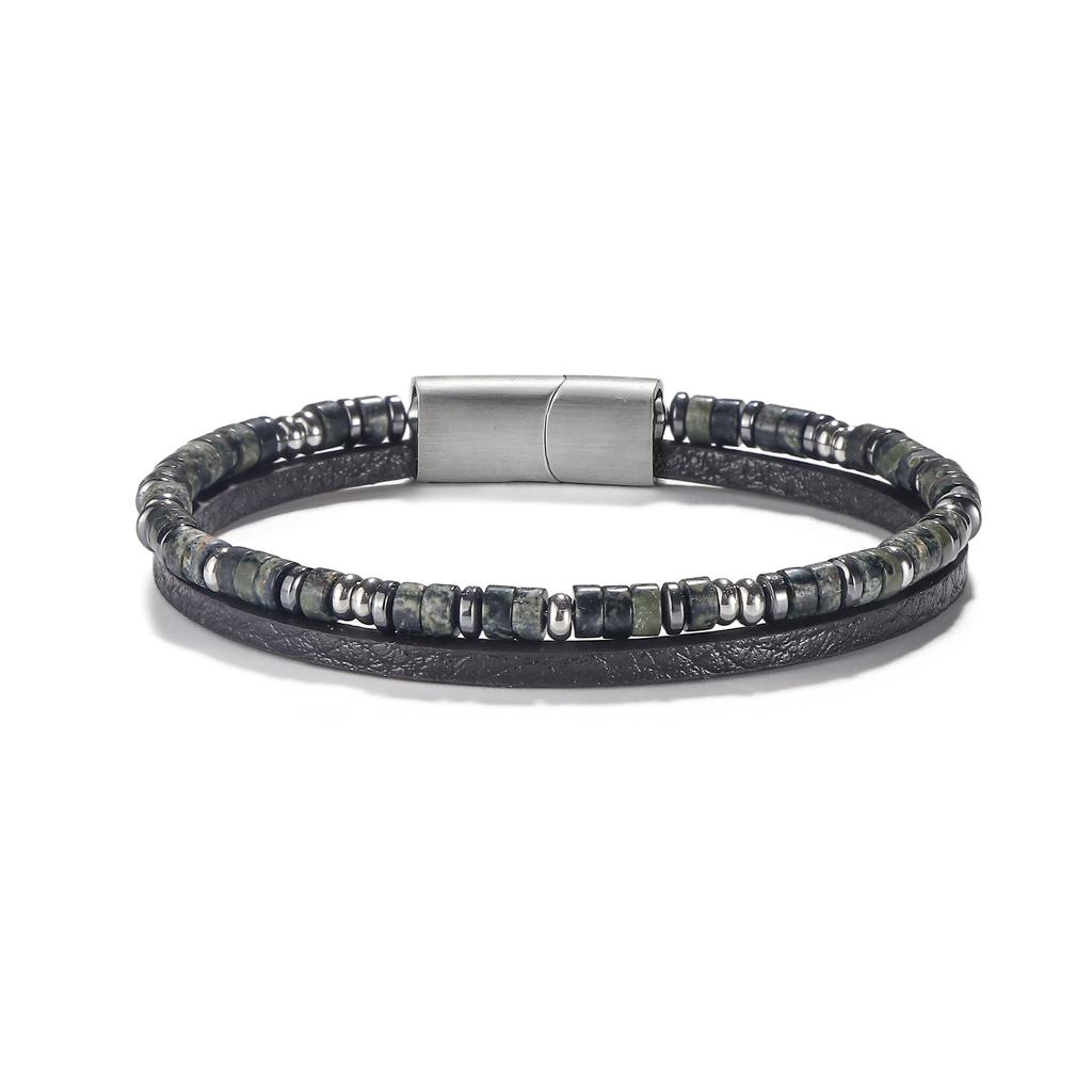 Original New Stainless Steel Lapis Lapis Lapis Stone Bead Bracelet Men's Natural Stone Vintage Fashion Bracelet