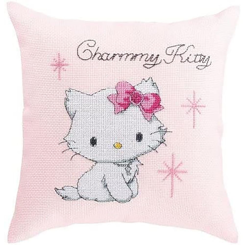 Olympus Thread 6024 Embroidery Kit Cushion Charmy Kitty Ribbon