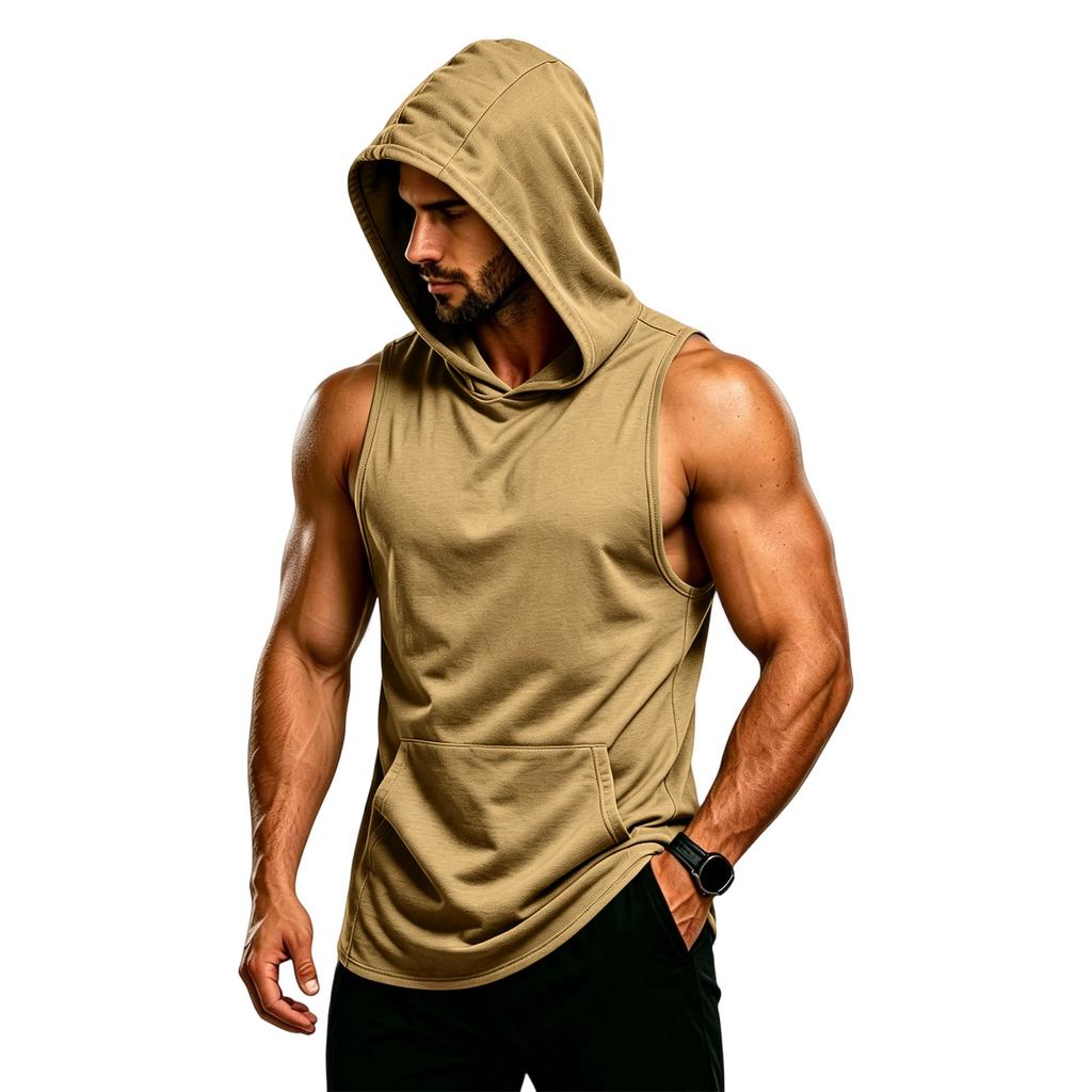 Men's Sleeveless Hoodie Muscle Fit Gym Tank Top Breathable Quick Dry Workout Vest for Training and Fitness