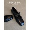Sheepskin version~ Leather bow French word belt Mary Jane shoes women's retro flat ballet single shoes evening shoes