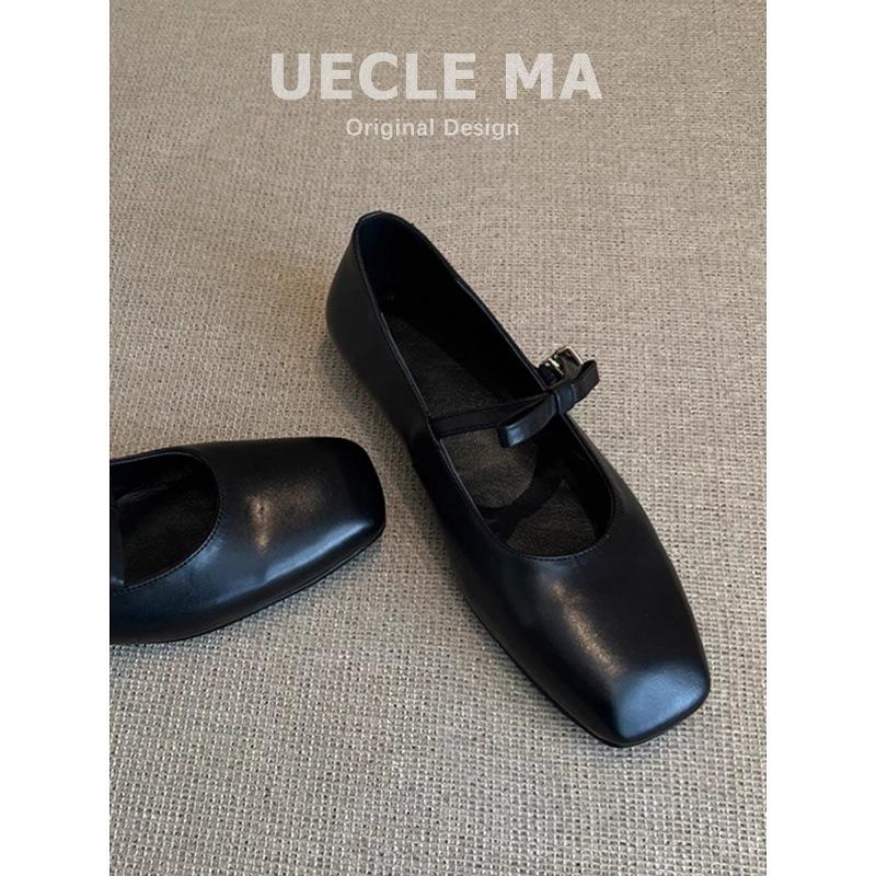 Sheepskin version~ Leather bow French word belt Mary Jane shoes women's retro flat ballet single shoes evening shoes