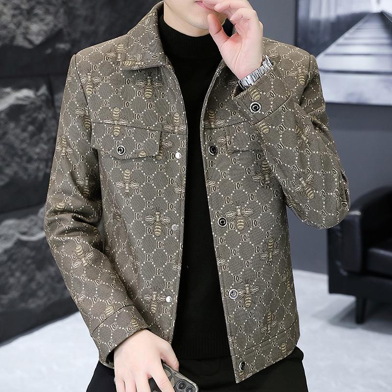 Men s Autumn/Winter Plaid Wool Coat – Handsome Lapel, Casual & Versatile Short Windbreaker (Thickened) 4XL